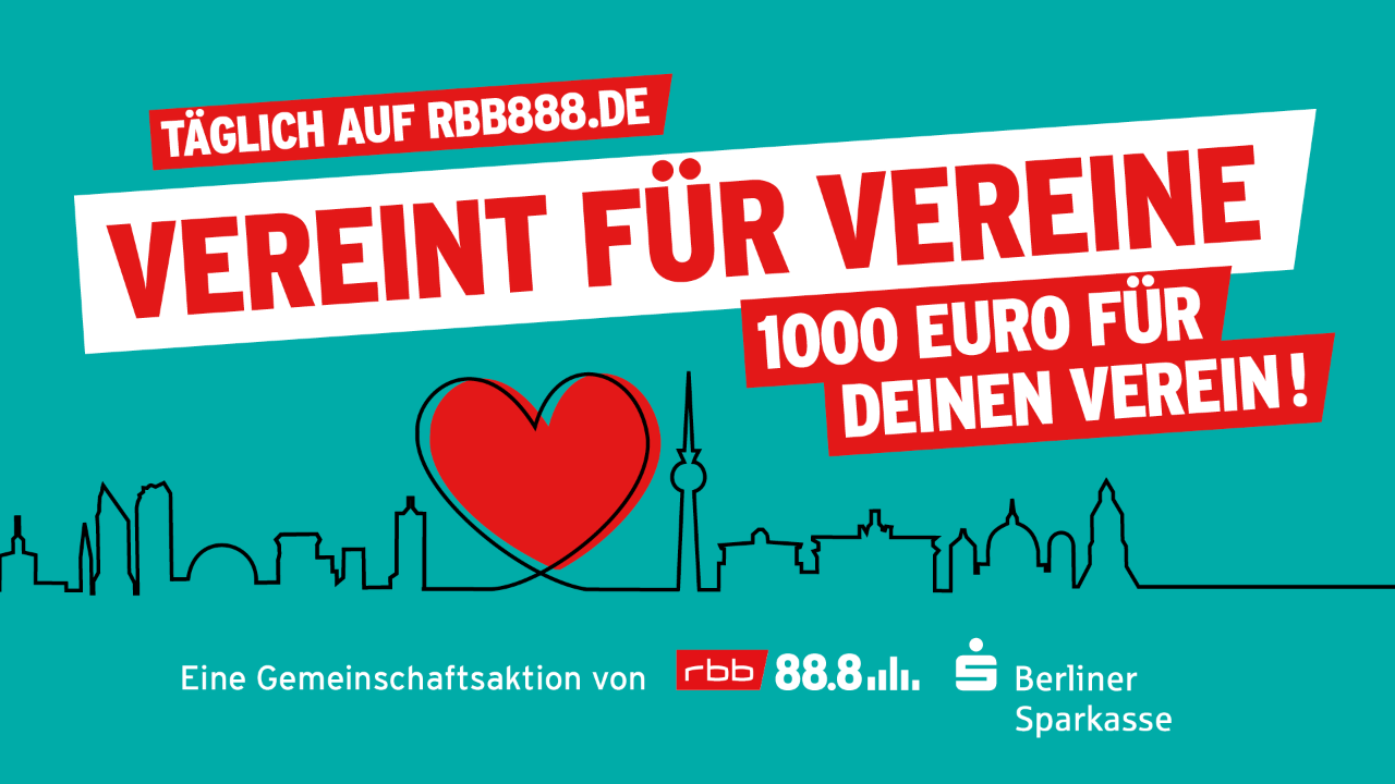 Vereint für Vereine - eine gemeinsame Aktion von RADIO Berlin 88.8. und der Berliner Sparkasse