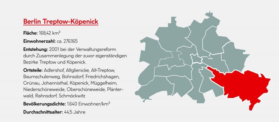 Berlin Map Bezirk Treptow-Köpenick